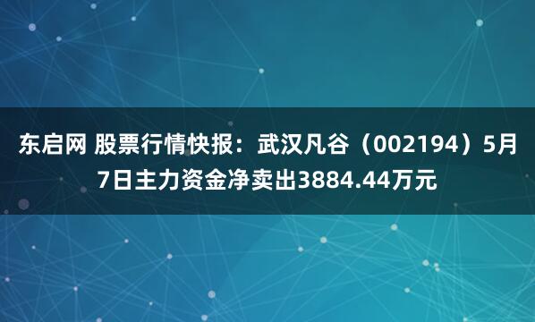 东启网 股票行情快报：武汉凡谷（002194）5月7日主力资金净卖出3884.44万元